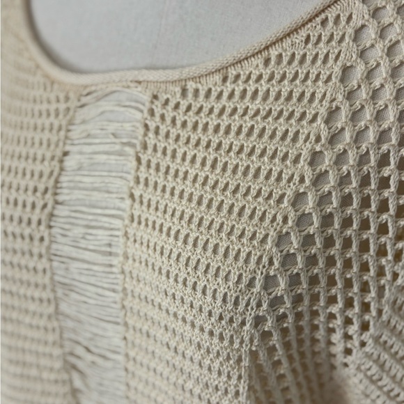 Lucky Brand Women's Poncho‎ Frill Trim Size L Cream NWT 100% Cotton - Picture 3 of 11